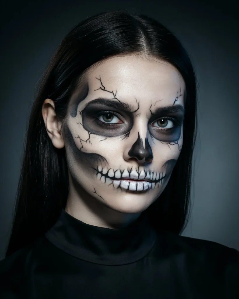 Simple Skull Makeup With Dark Cheeks