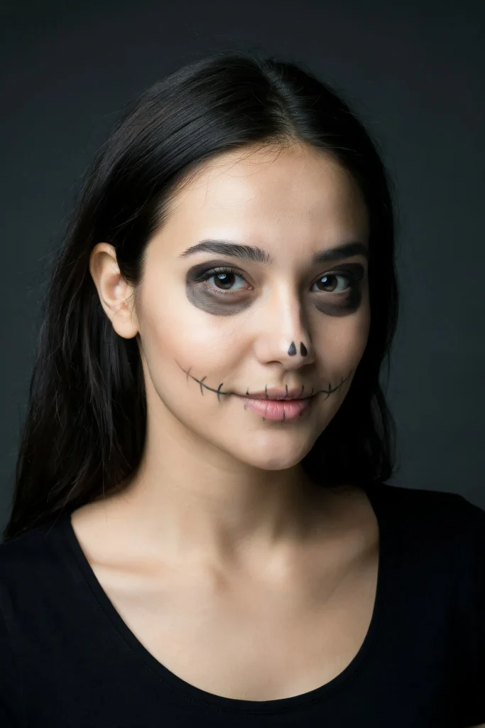 Simple Skull Makeup With Normal Lip Color